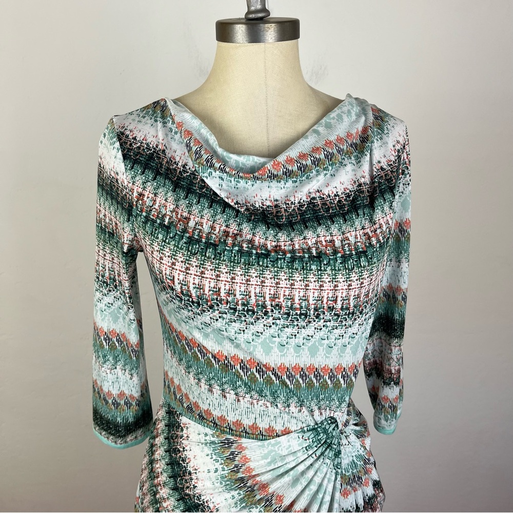 Ilse Jacobsen Pattern Drape Neck Long Sleeve Dress - image 3